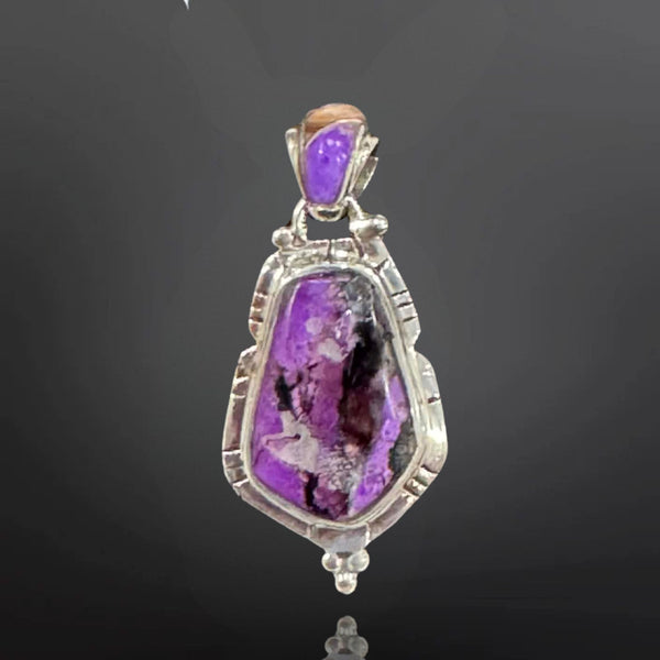 Sugilite Pendant with Inlay Bale | 925 Sterling Silver | Custom by Ed Lohman